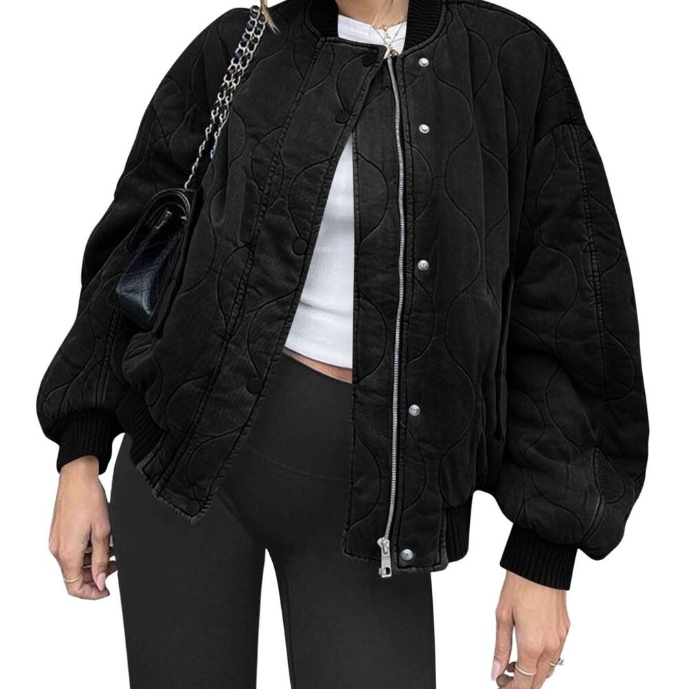 New Medium Lightweight Casual Puffer Short Zip Up Jacket